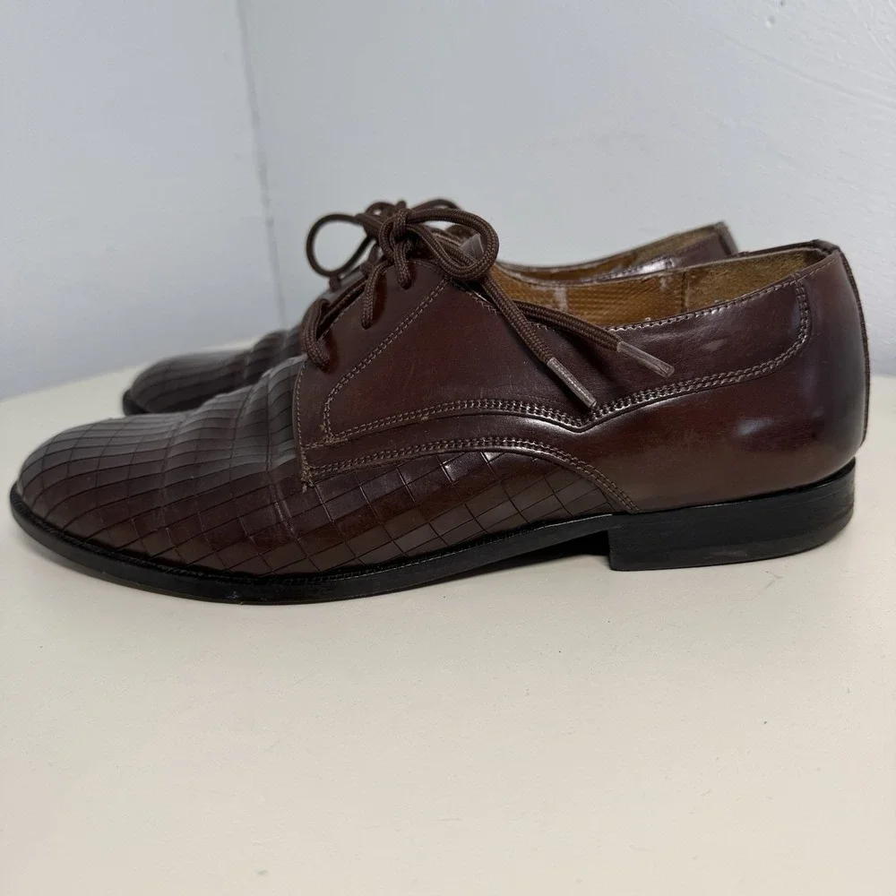 Giorgio Brutini Mens Brown Leather Imitation Braided Lace Up  Sz 8D  Dress Shoes